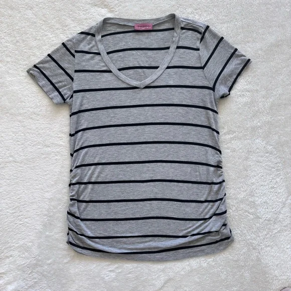 Ragdoll Maternity Grey Black Striped Shirt Size Small - Picture 1 of 6